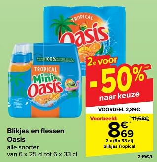 Promoties Blikjes tropical - Oasis - Geldig van 27/03/2024 tot 08/04/2024 bij Carrefour
