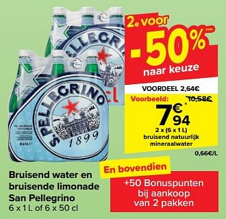 Promoties Bruisend water en bruisende limonade san pellegrino - San Pellegrino - Geldig van 27/03/2024 tot 08/04/2024 bij Carrefour