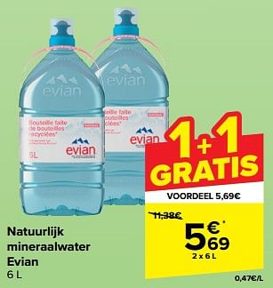 Promoties Natuurlijk mineraalwater evian - Evian - Geldig van 27/03/2024 tot 08/04/2024 bij Carrefour