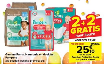 Promoties Premium protection pants carry pack maat 6 - Pampers - Geldig van 27/03/2024 tot 08/04/2024 bij Carrefour