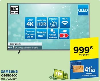 Promotions Samsung qled-tv qe65q60c - Samsung - Valide de 27/03/2024 à 08/04/2024 chez Carrefour