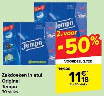 Promotions Zakdoeken in etui original tempo - Tempo - Valide de 27/03/2024 à 08/04/2024 chez Carrefour