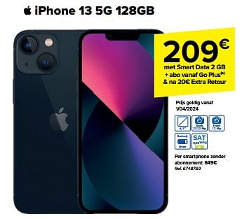 Promotions Apple iphone 13 5g 128gb - Apple - Valide de 27/03/2024 à 08/04/2024 chez Carrefour