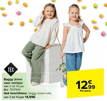 Promoties Baggy jeans voor meisjes - Tex - Geldig van 27/03/2024 tot 08/04/2024 bij Carrefour