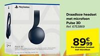 Promoties Draadloze headset met microfoon pulse 3d - Sony - Geldig van 27/03/2024 tot 08/04/2024 bij Carrefour