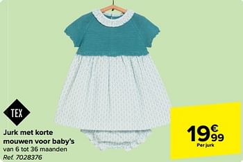 Promotions Jurk met korte mouwen voor baby`s - Tex - Valide de 27/03/2024 à 08/04/2024 chez Carrefour
