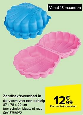 Promoties Zandbak-zwembad in de vorm van een schelp - Huismerk - Carrefour  - Geldig van 27/03/2024 tot 08/04/2024 bij Carrefour