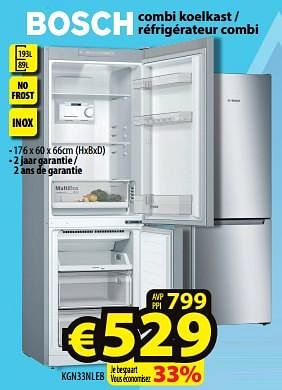 Promoties Bosch combi koelkast - réfrigérateur combi kgn33nleb - Bosch - Geldig van 27/03/2024 tot 03/04/2024 bij ElectroStock