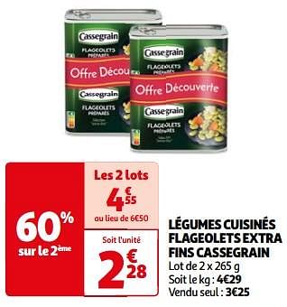 Promotions Légumes cuisinés flageolets extra fins cassegrain - Cassegrain - Valide de 26/03/2024 à 01/04/2024 chez Auchan Ronq