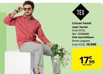 Promoties Linnen hemd voor heren - Tex - Geldig van 27/03/2024 tot 08/04/2024 bij Carrefour