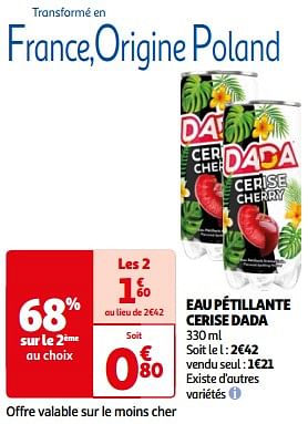 Promotions Eau pétillante cerise dada - Dada - Valide de 26/03/2024 à 01/04/2024 chez Auchan Ronq