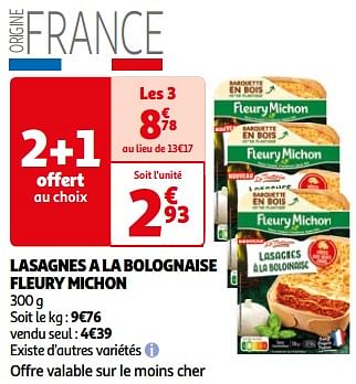 Promotions Lasagnes a la bolognaise fleury michon - Fleury Michon - Valide de 26/03/2024 à 01/04/2024 chez Auchan Ronq