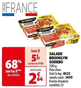 Promotions Salade brooklyn sodebo - Sodebo - Valide de 26/03/2024 à 01/04/2024 chez Auchan Ronq