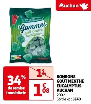 Promotions Bonbons goût menthe eucalyptus auchan - Produit Maison - Auchan Ronq - Valide de 26/03/2024 à 01/04/2024 chez Auchan Ronq