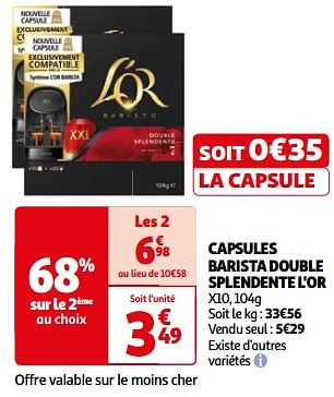 Promotions Capsules barista double splendente l`or - Douwe Egberts - Valide de 26/03/2024 à 01/04/2024 chez Auchan Ronq
