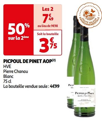 Promoties Picpoul de pinet aop hve pierre chanau blanc - Witte wijnen - Geldig van 26/03/2024 tot 01/04/2024 bij Auchan