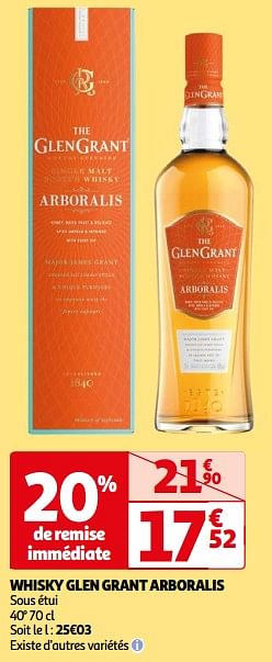 Promoties Whisky glen grant arboralis - Glengrant - Geldig van 26/03/2024 tot 01/04/2024 bij Auchan