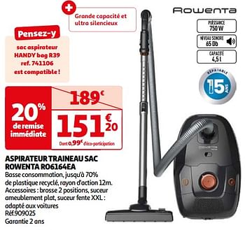 Promoties Aspirateur traineau sac rowenta ro6164ea - Rowenta - Geldig van 26/03/2024 tot 01/04/2024 bij Auchan
