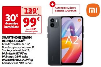 Promotions Smartphone xiaomi redmi a2 64go - Xiaomi - Valide de 26/03/2024 à 01/04/2024 chez Auchan Ronq