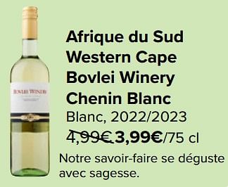 Promoties Afrique du sud western cape bovlei winery chenin blanc blanc - Witte wijnen - Geldig van 27/03/2024 tot 08/04/2024 bij Carrefour