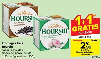 Promoties Boursin échalote et ciboulette - Boursin - Geldig van 27/03/2024 tot 08/04/2024 bij Carrefour