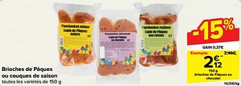 Promoties Brioches de pâques au chocolat - Huismerk - Carrefour  - Geldig van 27/03/2024 tot 08/04/2024 bij Carrefour