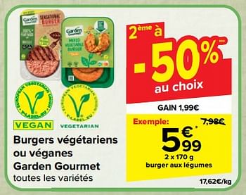 Promoties Burger aux légumes - Garden Gourmet - Geldig van 27/03/2024 tot 08/04/2024 bij Carrefour