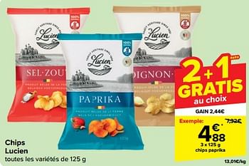 Promoties Chips paprika - Les Chips de Lucien - Geldig van 27/03/2024 tot 08/04/2024 bij Carrefour