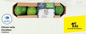 Promoties Citrons verts carrefour - Huismerk - Carrefour  - Geldig van 27/03/2024 tot 08/04/2024 bij Carrefour