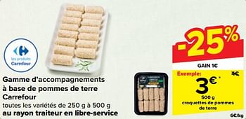 Promoties Croquettes de pommes de terre - Huismerk - Carrefour  - Geldig van 27/03/2024 tot 08/04/2024 bij Carrefour