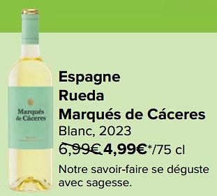 Promotions Espagne rueda marqués de cáceres blanc - Vins blancs - Valide de 27/03/2024 à 08/04/2024 chez Carrefour