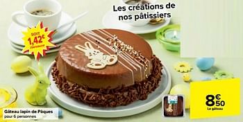 Promoties Gâteau lapin de pâques - Huismerk - Carrefour  - Geldig van 27/03/2024 tot 08/04/2024 bij Carrefour