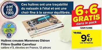 Promoties Huîtres creuses marennes oléron filière qualité carrefour - Huismerk - Carrefour  - Geldig van 27/03/2024 tot 08/04/2024 bij Carrefour
