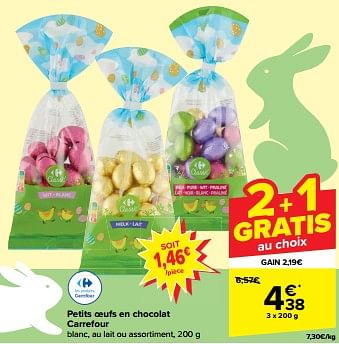 Promoties Petits oeufs en chocolat carrefour - Huismerk - Carrefour  - Geldig van 27/03/2024 tot 08/04/2024 bij Carrefour