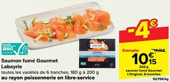 Promotions Saumon fumé gourmet l’original - Labeyrie - Valide de 27/03/2024 à 08/04/2024 chez Carrefour