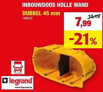 Promotions Inbouwdoos holle wand dubbel - Legrand - Valide de 27/03/2024 à 07/04/2024 chez Hubo