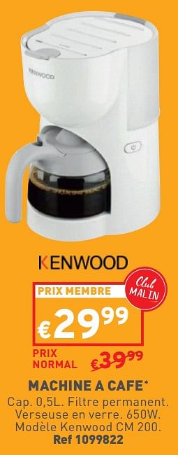 Promotions Machine a cafe kenwood cm 200 - Kenwood - Valide de 27/03/2024 à 31/03/2024 chez Trafic