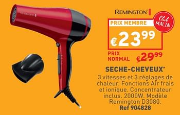 Promoties Seche-cheveux remington d3080 - Remington - Geldig van 27/03/2024 tot 31/03/2024 bij Trafic