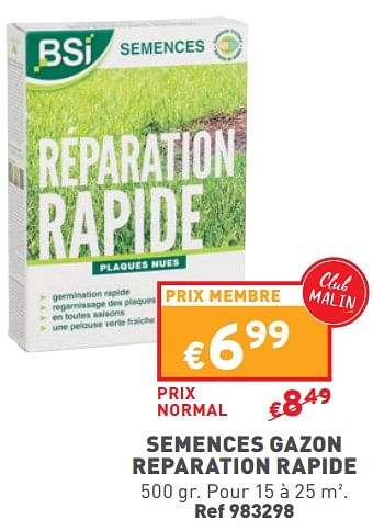 Promoties Semences gazon reparation rapide - BSI - Geldig van 27/03/2024 tot 31/03/2024 bij Trafic
