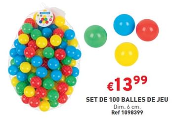 Promoties Set de 100 balles de jeu - Huismerk - Trafic  - Geldig van 27/03/2024 tot 31/03/2024 bij Trafic