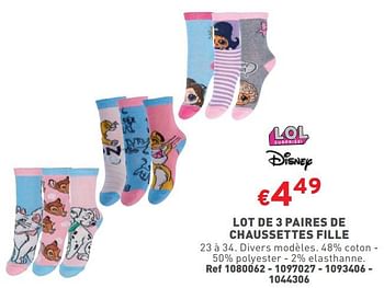 Promoties Lot de 3 paires de chaussettes fille - Huismerk - Trafic  - Geldig van 27/03/2024 tot 31/03/2024 bij Trafic