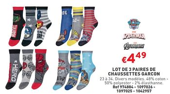 Promoties Lot de 3 paires de chaussettes garcon - Huismerk - Trafic  - Geldig van 27/03/2024 tot 31/03/2024 bij Trafic