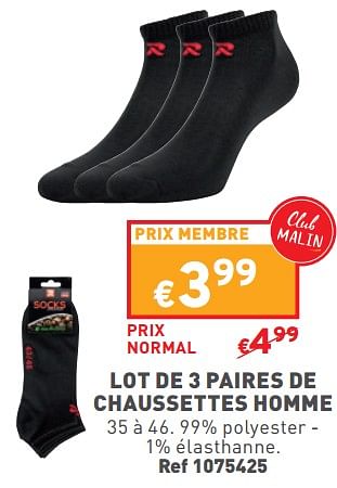 Promoties Lot de 3 paires de chaussettes homme - Huismerk - Trafic  - Geldig van 27/03/2024 tot 31/03/2024 bij Trafic