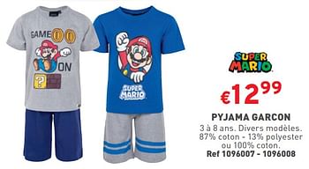 Promoties Pyjama garcon - Super Mario - Geldig van 27/03/2024 tot 31/03/2024 bij Trafic