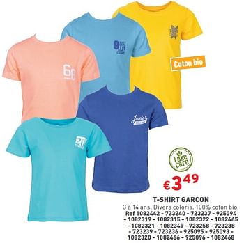 Promotions T-shirt garcon - Produit maison - Trafic  - Valide de 27/03/2024 à 31/03/2024 chez Trafic