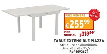 Promotions Table extensible piazza - Produit maison - Trafic  - Valide de 27/03/2024 à 31/03/2024 chez Trafic