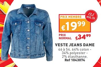 Promotions Veste jeans dame - Produit maison - Trafic  - Valide de 27/03/2024 à 31/03/2024 chez Trafic