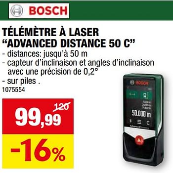 Promoties Bosch télémètre à laser advanced distance 50 c - Bosch - Geldig van 27/03/2024 tot 07/04/2024 bij Hubo