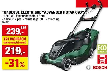 Promotions Bosch tondeuse électrique advanced rotak 690 - Bosch - Valide de 27/03/2024 à 07/04/2024 chez Hubo