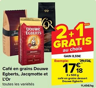 Promotions Café en grains dessert douwe egberts - Douwe Egberts - Valide de 27/03/2024 à 08/04/2024 chez Carrefour
